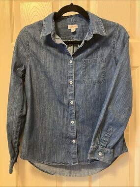 Cat & Jack Denim Button-Down Shirt in Medium Blue